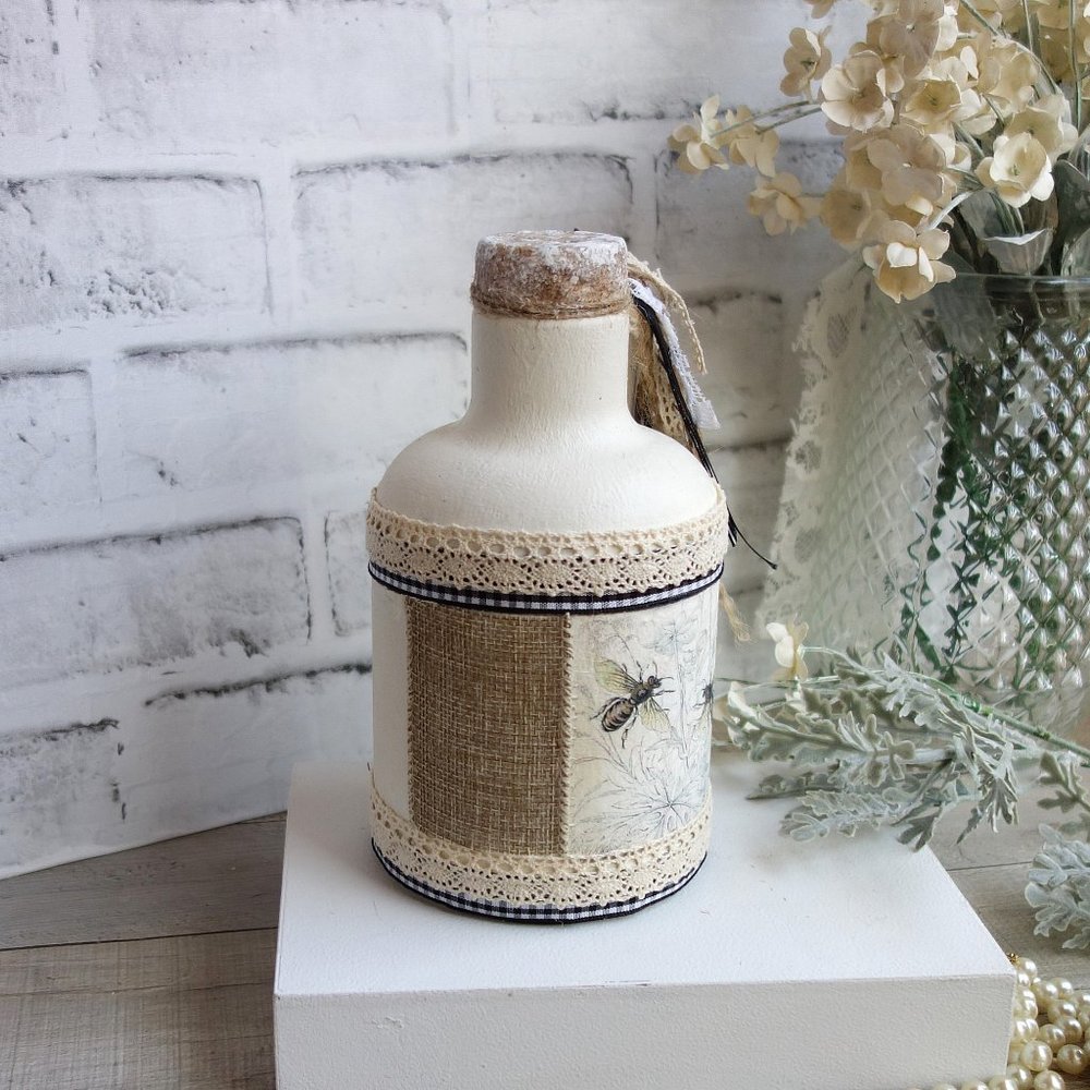 Large Honey Jar Rustic Honey Bee Decor Primitive Bumble Bee Decor Country Bees - Picture 5 of 5